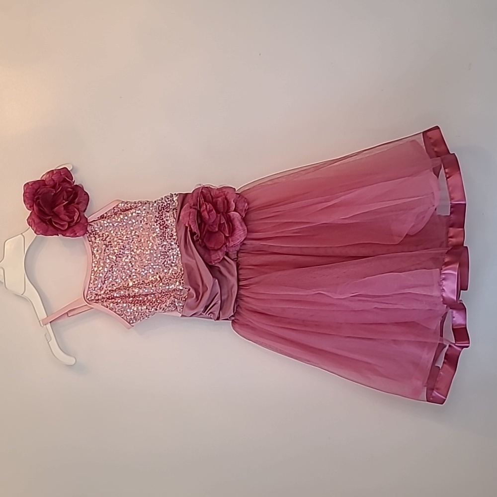 Girl's Raspberry Sorbet Dance Dress with Hairclip, Sz MC